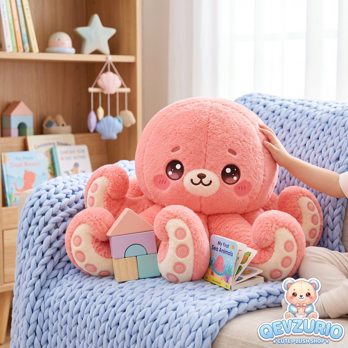 Coral Pink Octopus Plush