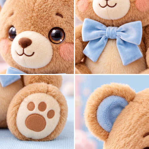 Blue Bow Teddy Bear Plush
